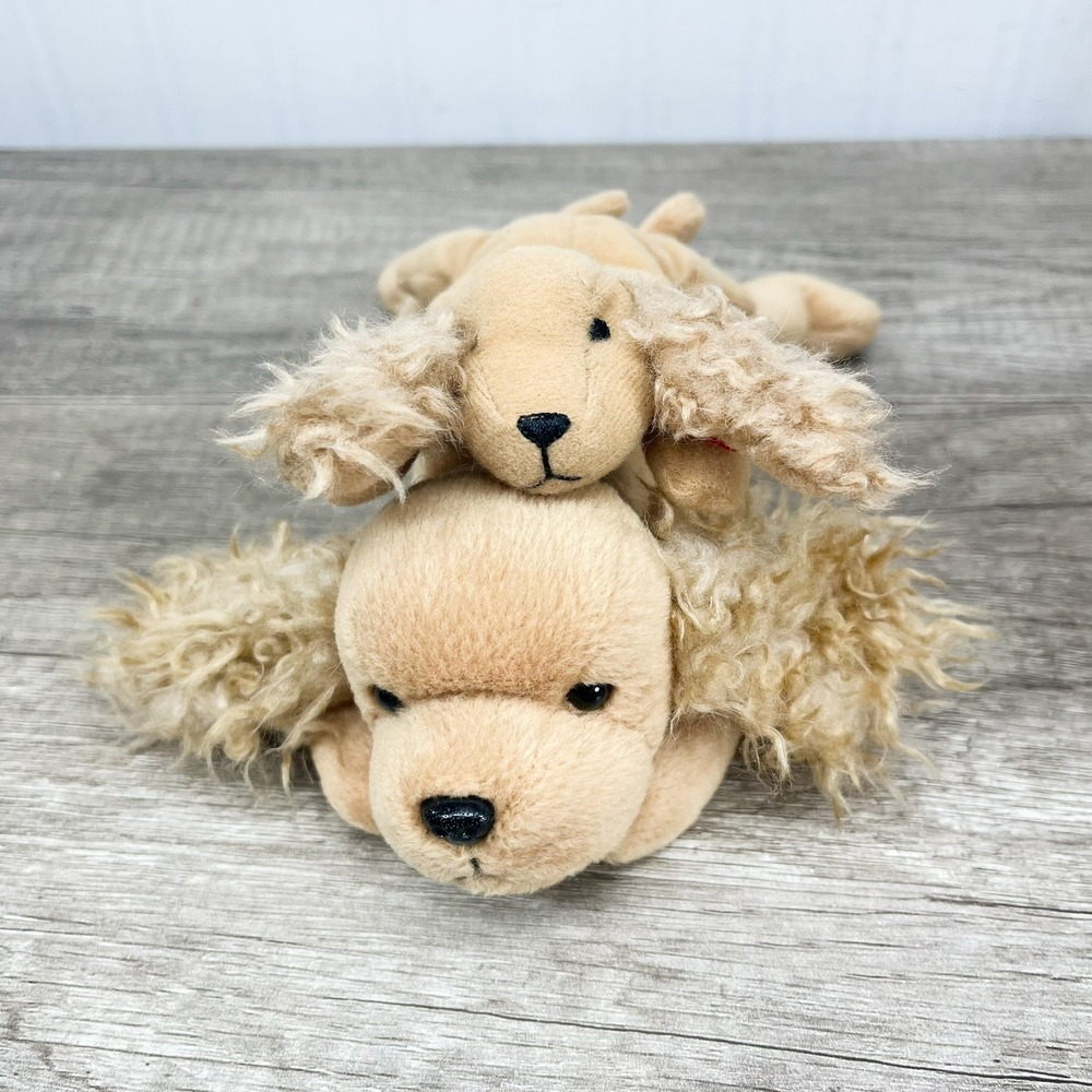 Ty Beanie Babies Spunky Cocker Spaniel Dog Plush Set Large and Teenie Beanie